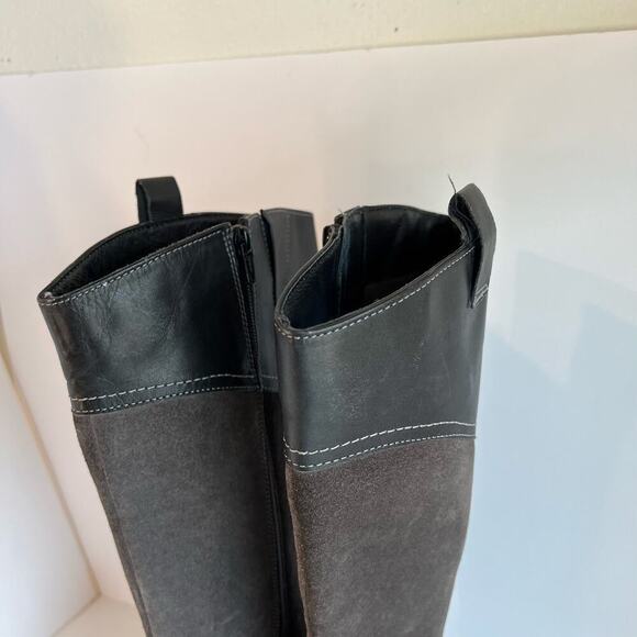 Seychelles Black & Gray Genuine Leather Suede Zip Up Riding Boots Size 9 - Picture 10 of 16